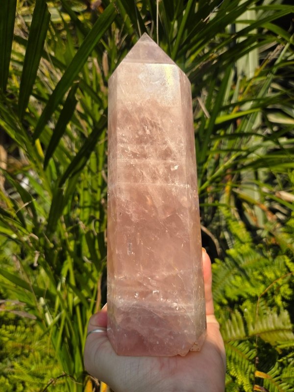 Large Rose Quartz Crystal Tower Point - Crystals Australia