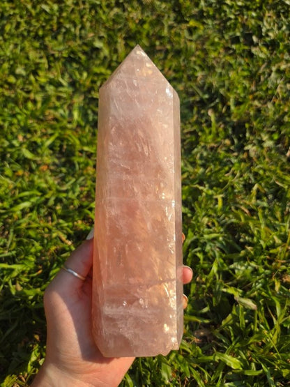 Large Rose Quartz Crystal Tower Point - Crystals Australia