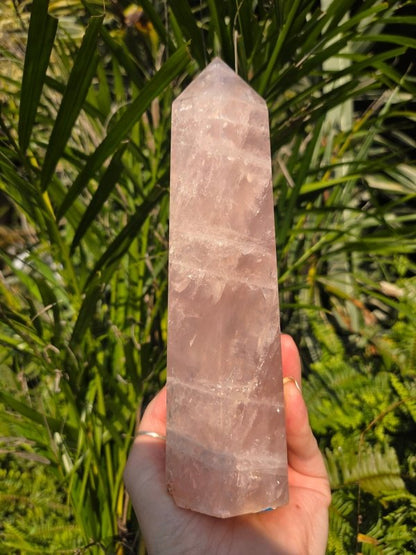Large Rose Quartz Crystal Tower Point - Crystals Australia