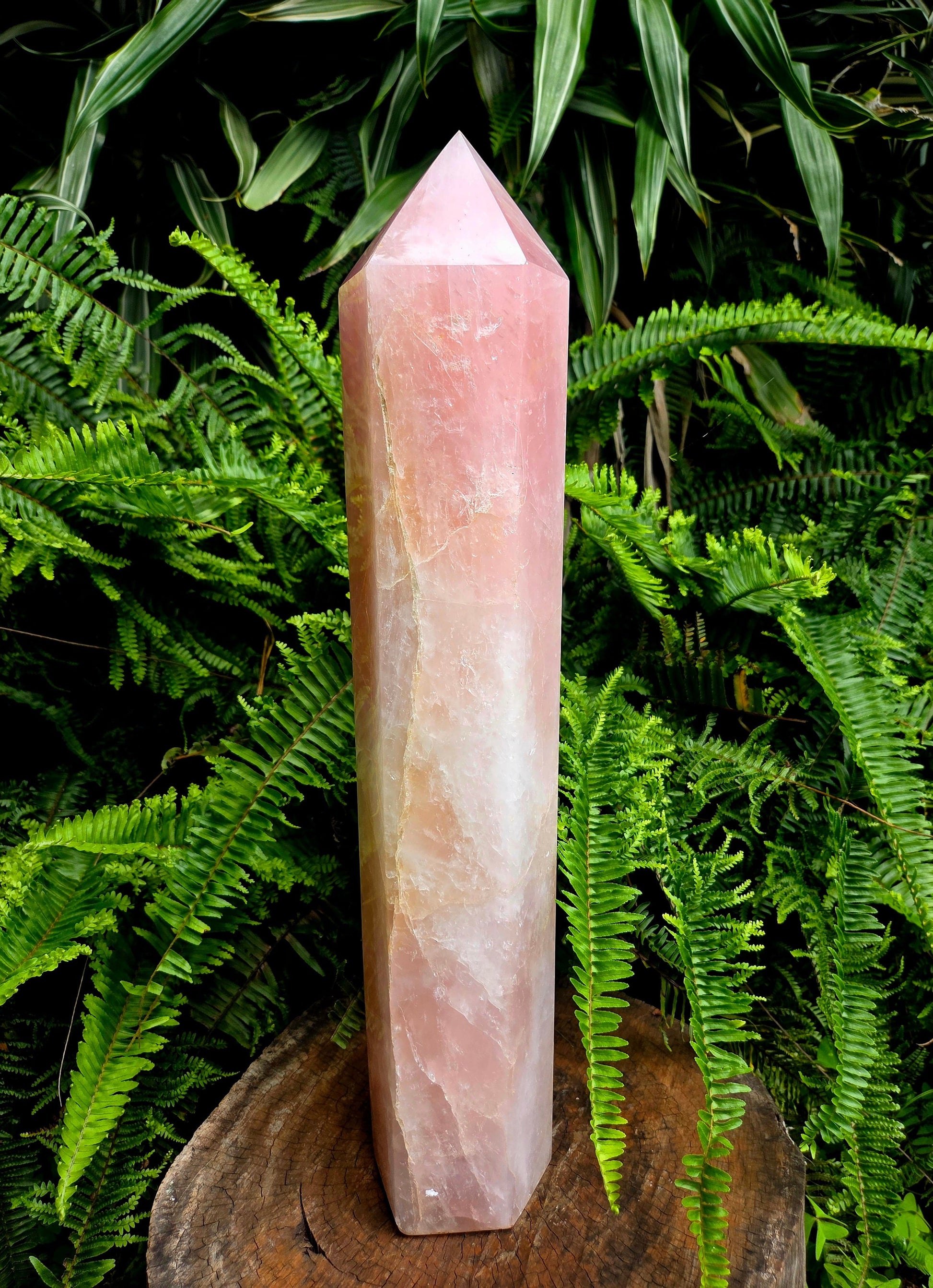 Crystals Large Rose Quartz Crystal Tower Point 48cm