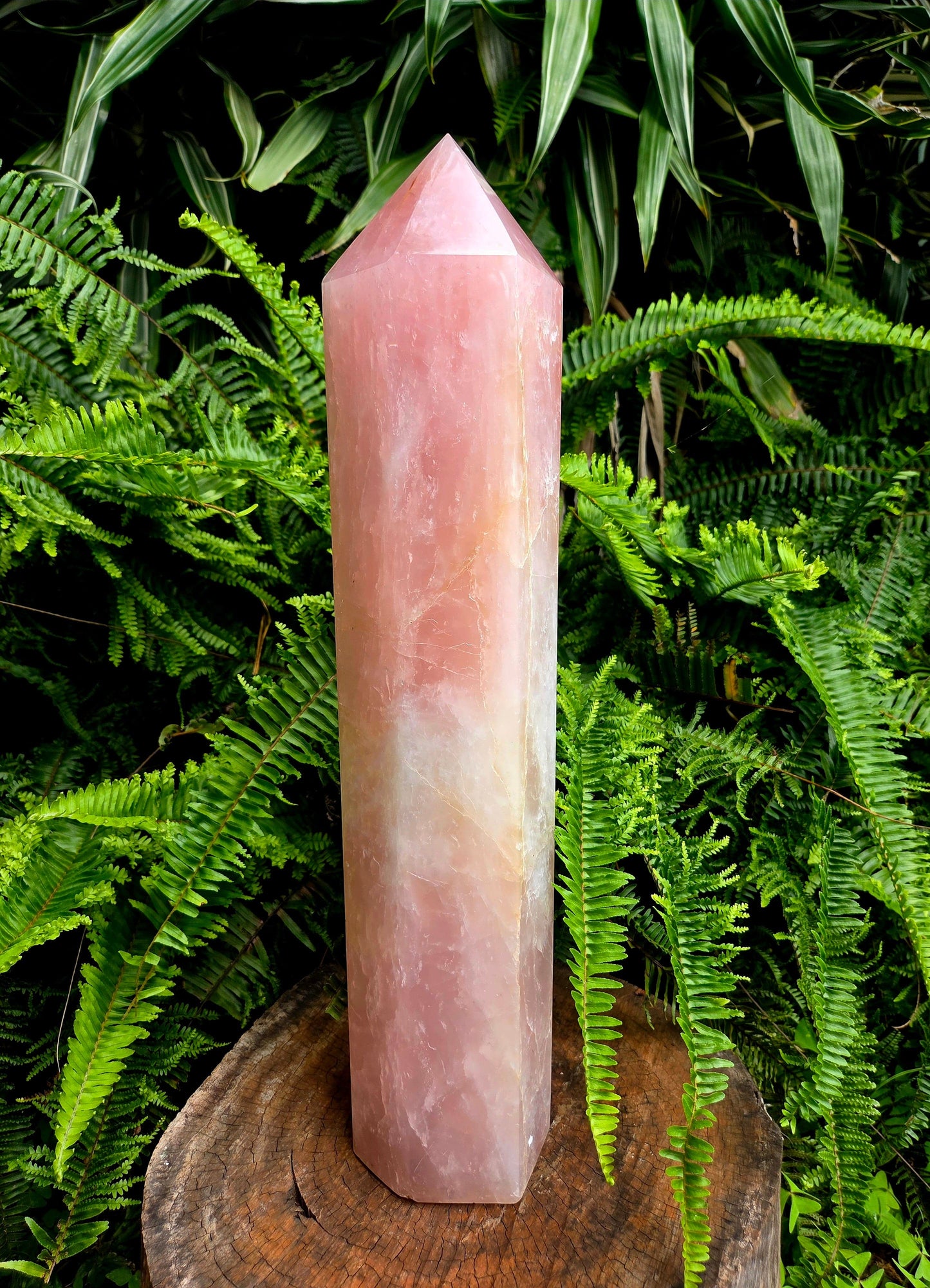 Crystals Large Rose Quartz Crystal Tower Point 48cm