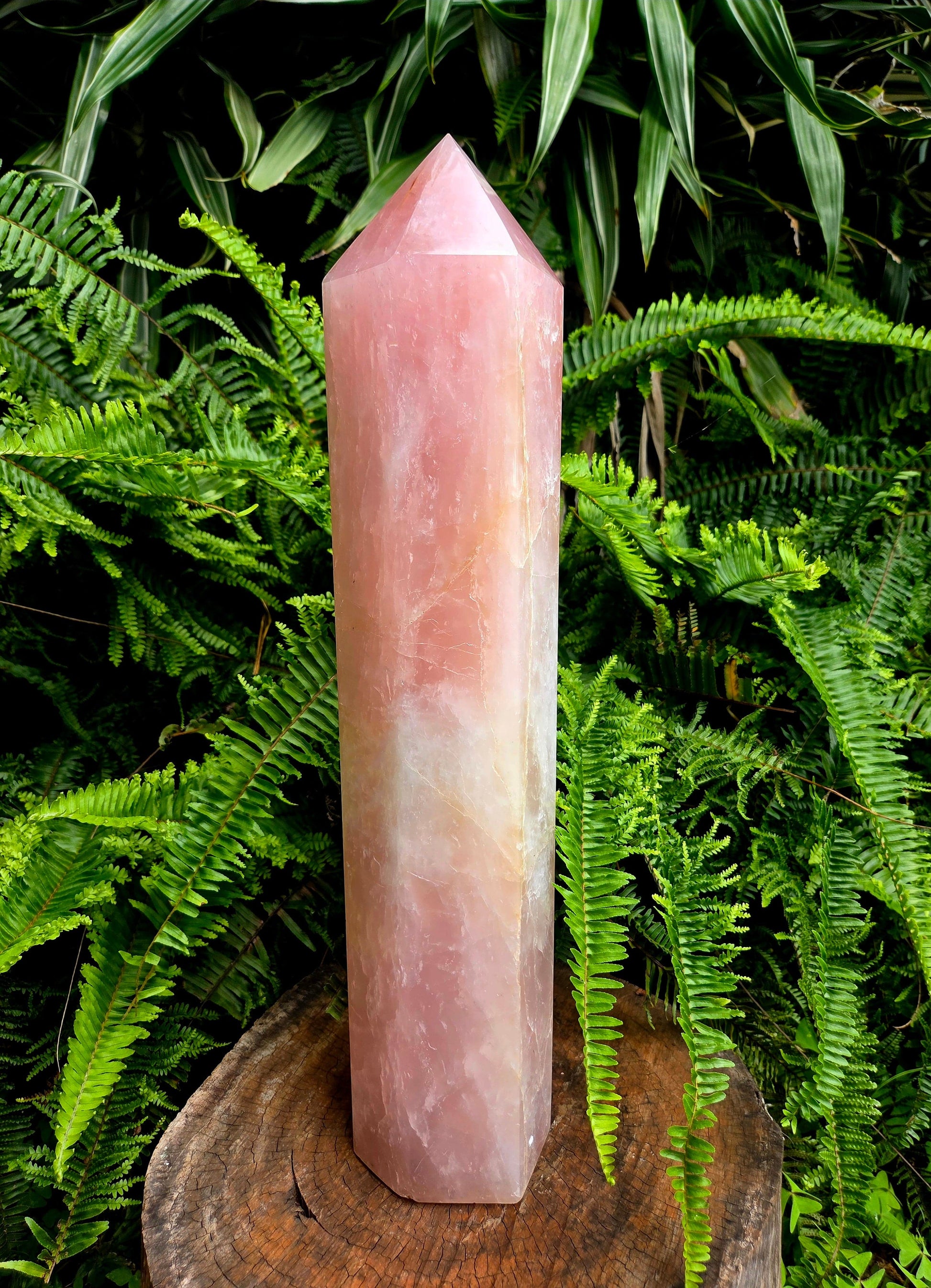 Crystals Large Rose Quartz Crystal Tower Point 48cm