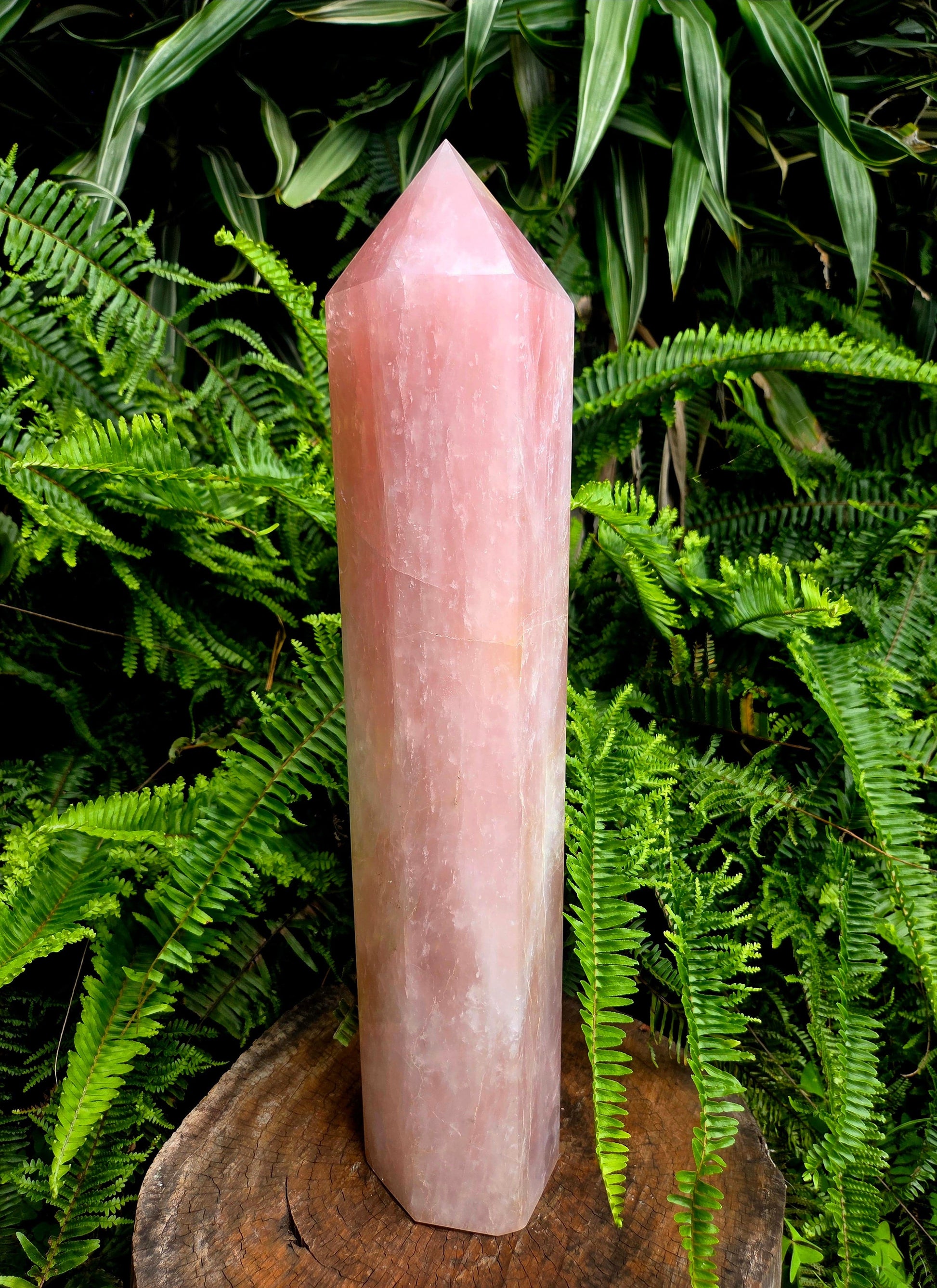 Crystals Large Rose Quartz Crystal Tower Point 48cm