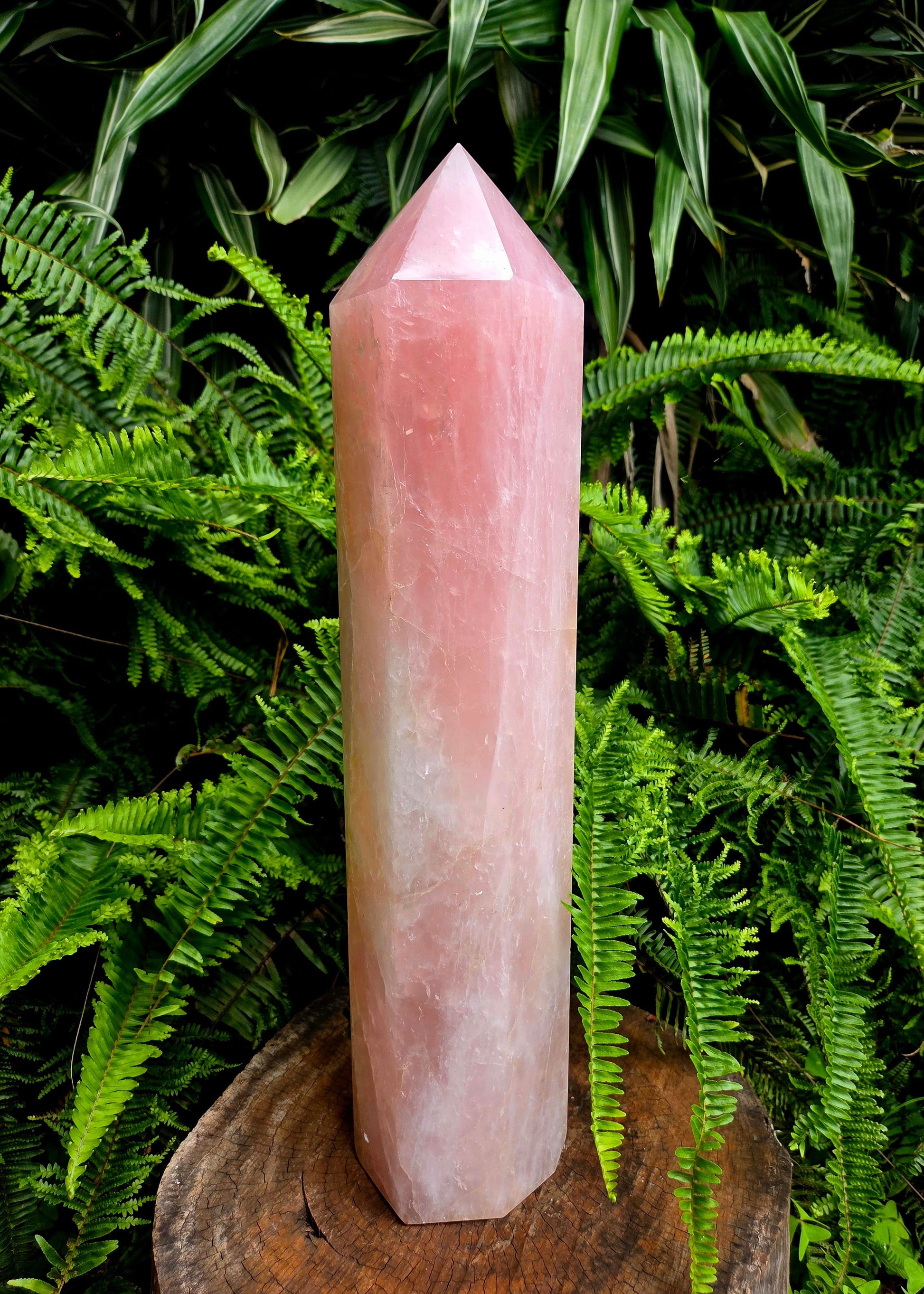 Crystals Large Rose Quartz Crystal Tower Point 48cm