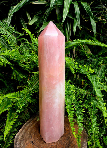 Crystals Large Rose Quartz Crystal Tower Point 48cm