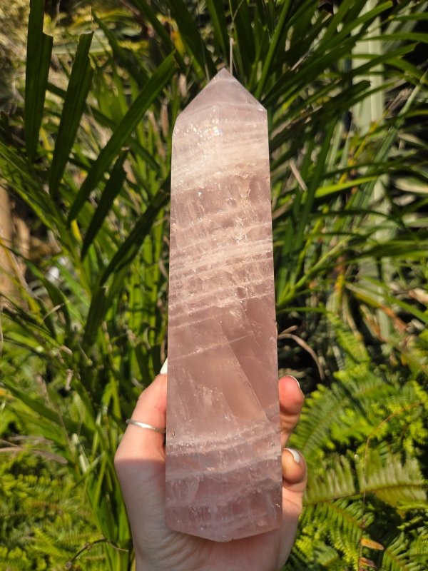 Large Rose Quartz Crystal Tower Point - Crystals Australia