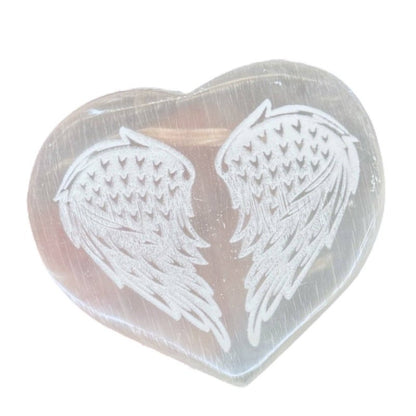 Large Selenite Heart - Angel Wings - Crystals Australia