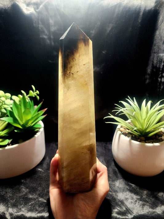 Crystals Large Smoky Citrine Quartz Crystal Tower Point 1433g 26cm