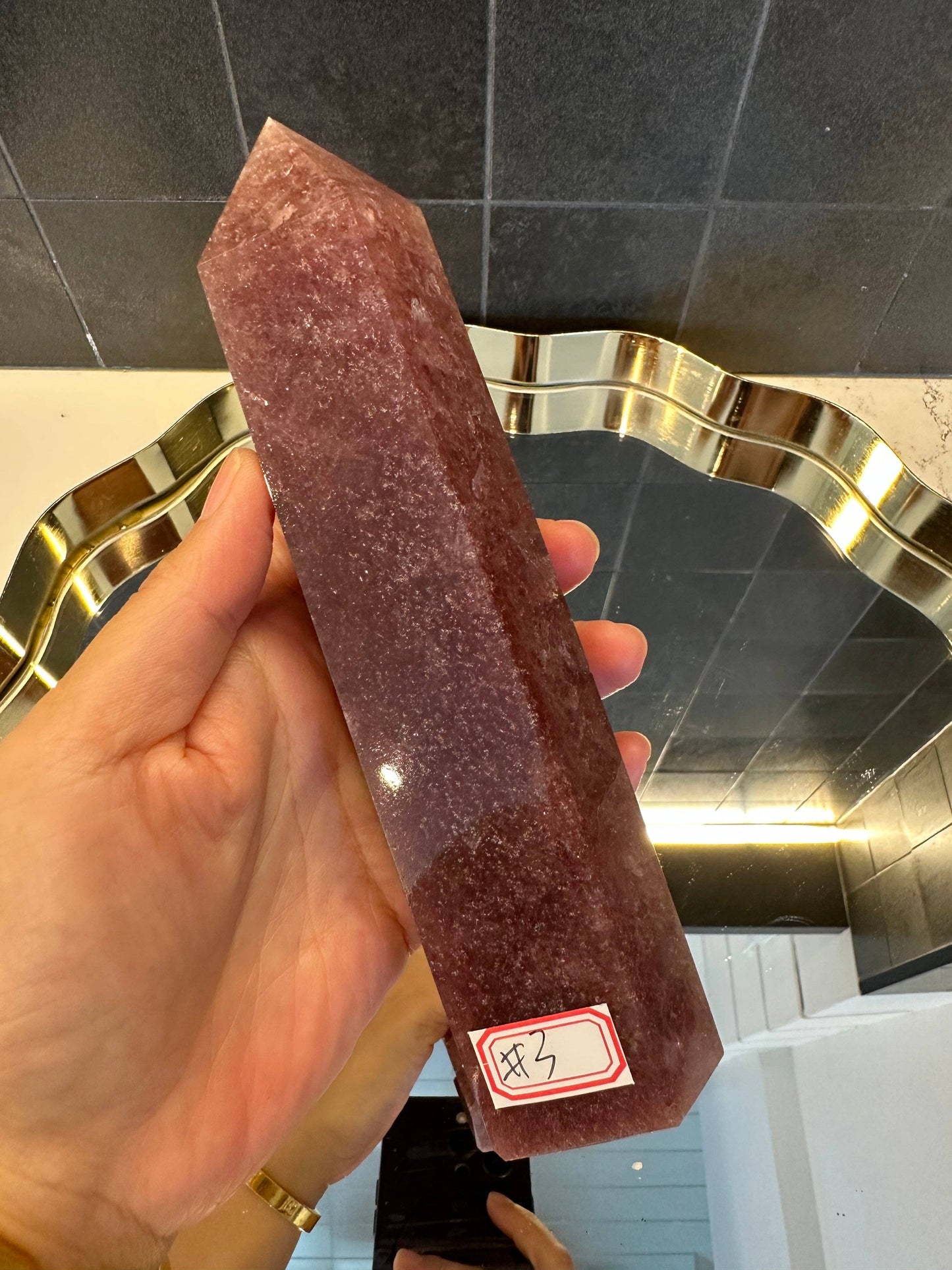 Crystals Large Strawberry Quartz Crystal Tower Point