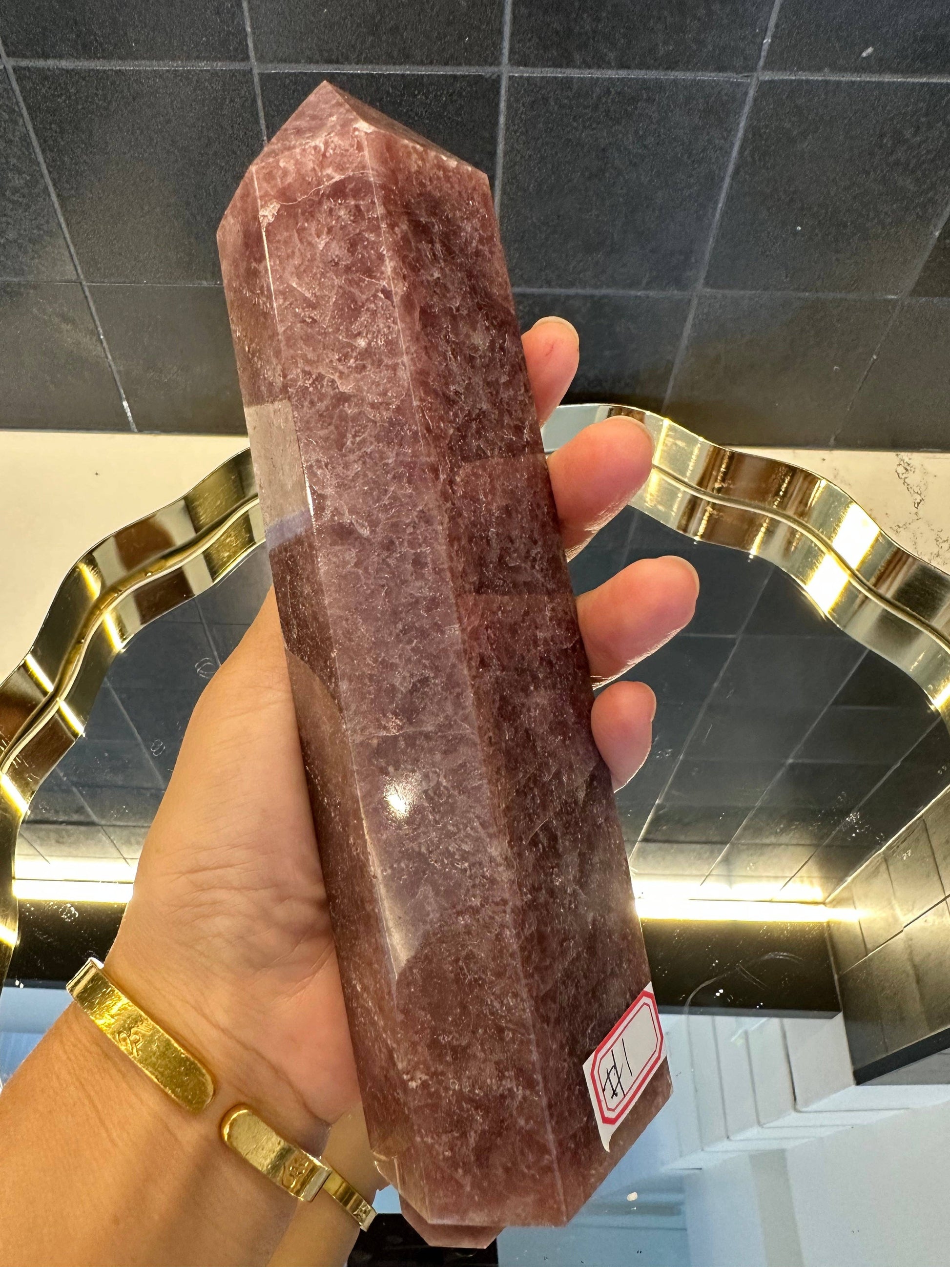 Crystals Large Strawberry Quartz Crystal Tower Point