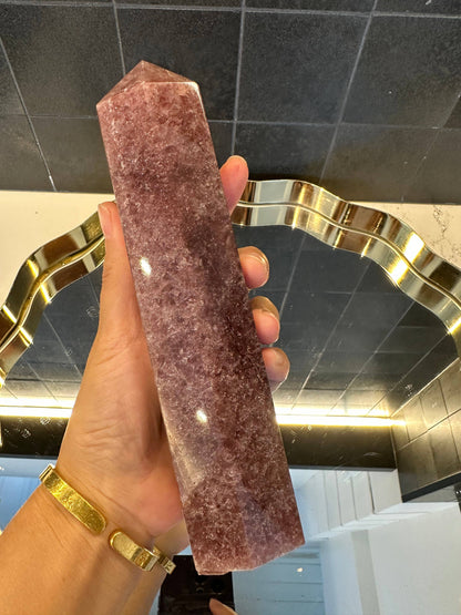 Crystals Large Strawberry Quartz Crystal Tower Point