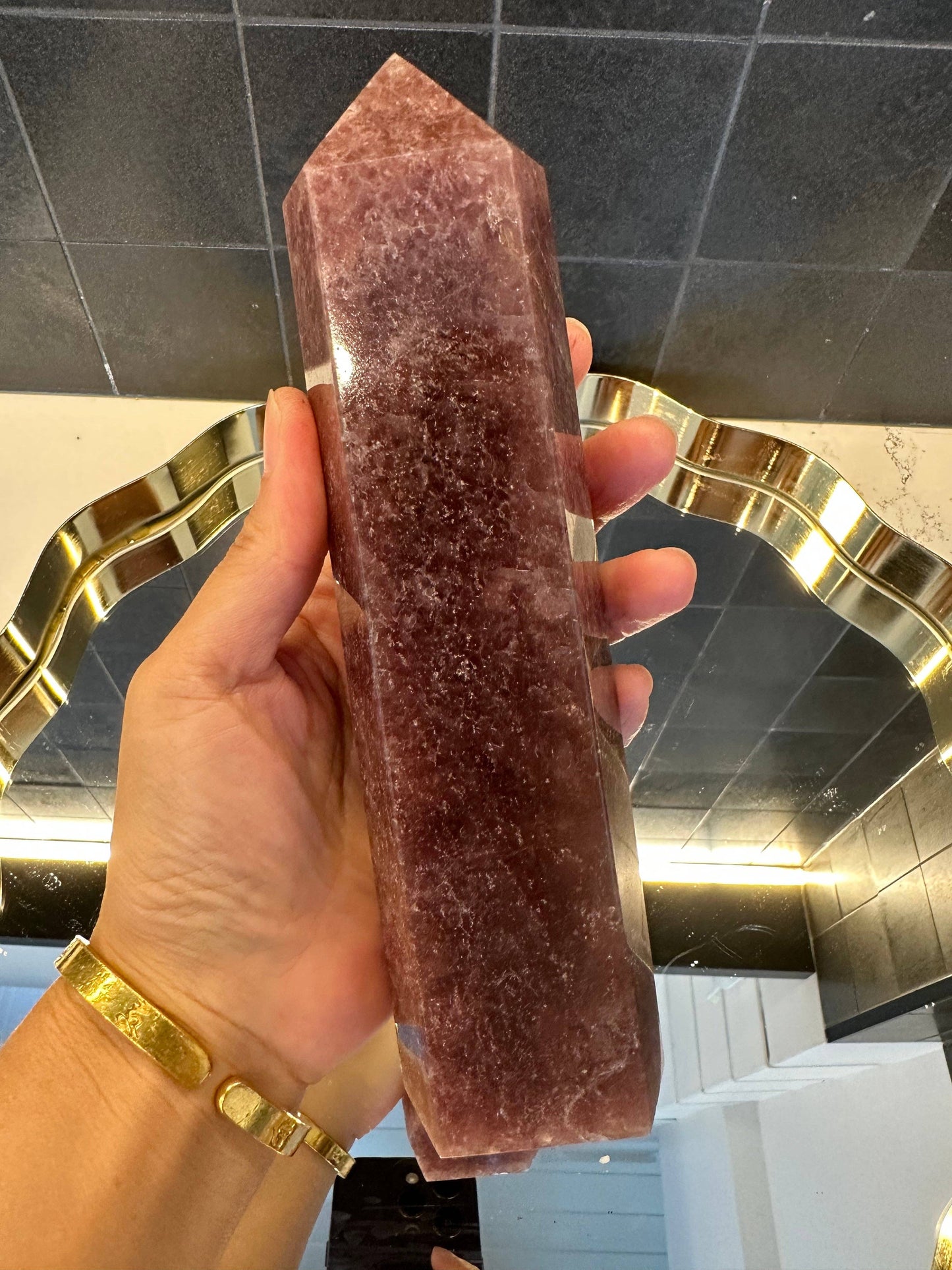 Crystals Large Strawberry Quartz Crystal Tower Point