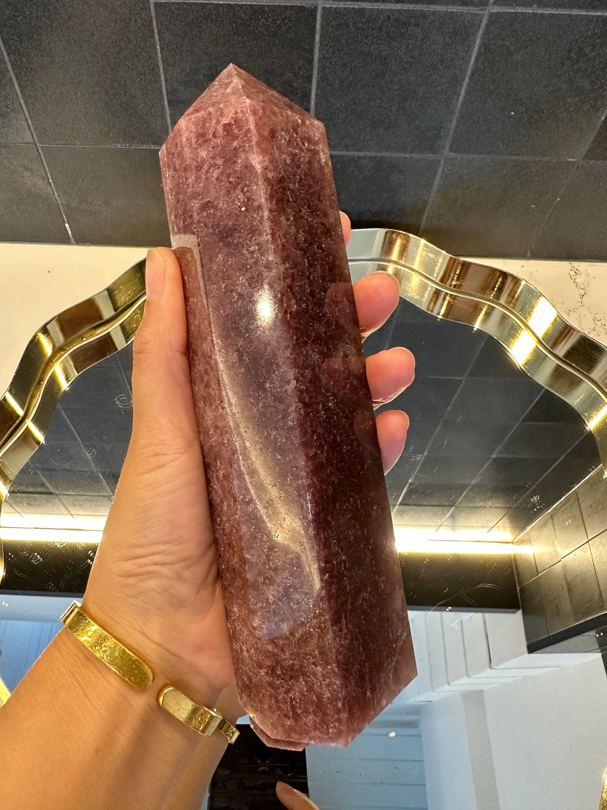 Crystals Large Strawberry Quartz Crystal Tower Point Australia