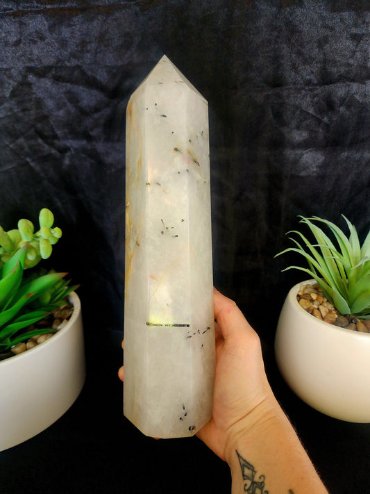 Large Tourmalinated Quartz Tower Point 2006g 28cm Australia