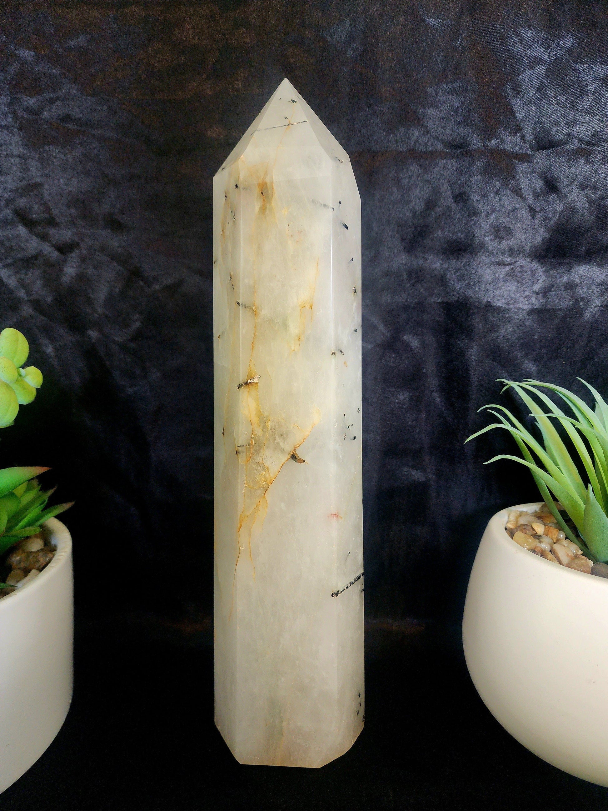 Large Tourmalinated Quartz Tower Point 2006g 28cm Australia