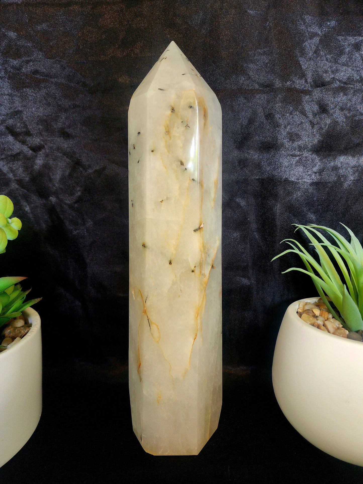 Large Tourmalinated Quartz Tower Point 2006g 28cm Australia