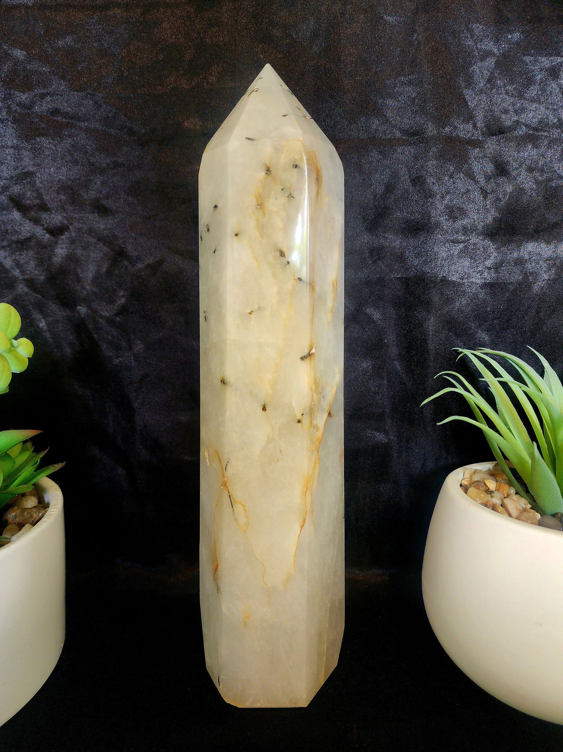 Large Tourmalinated Quartz Tower Point 2006g 28cm Australia