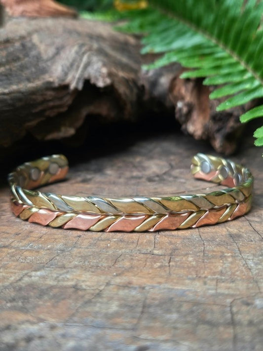 Magnetic Pure Copper Bracelet - Braided Tricolour - Jewellery Australia