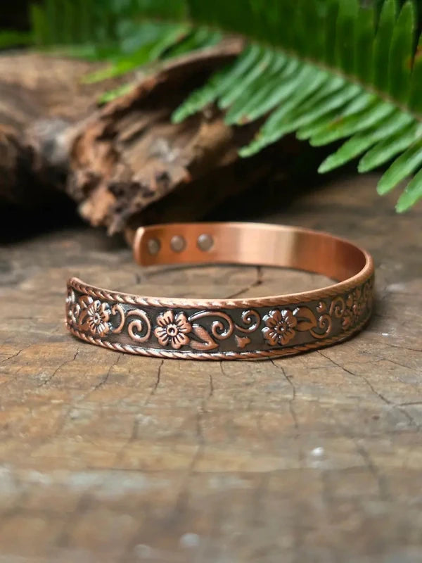Magnetic Pure Copper Bracelet - Floral - Jewellery Australia