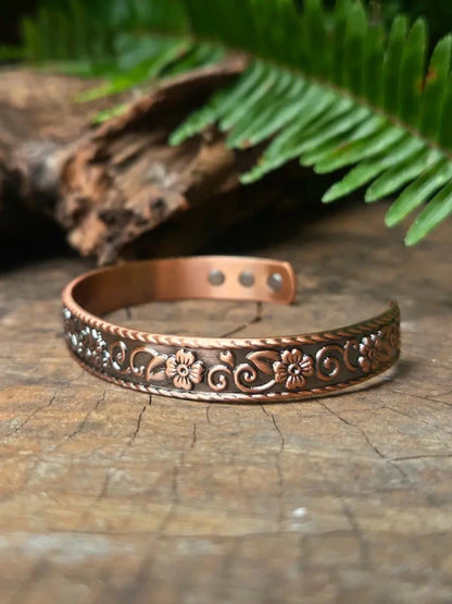 Magnetic Pure Copper Bracelet - Floral - Jewellery Australia