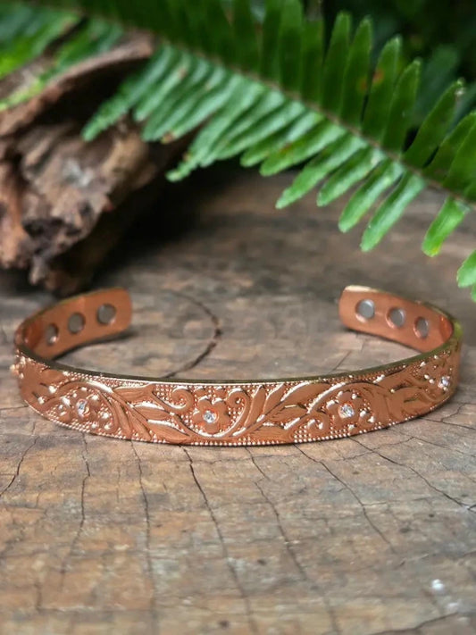 Magnetic Pure Copper Bracelet - Flower - Jewellery Australia