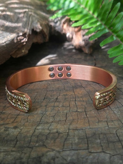Magnetic Pure Copper Bracelet - Twisted Tricolour - 18 Magnets - Jewellery Australia