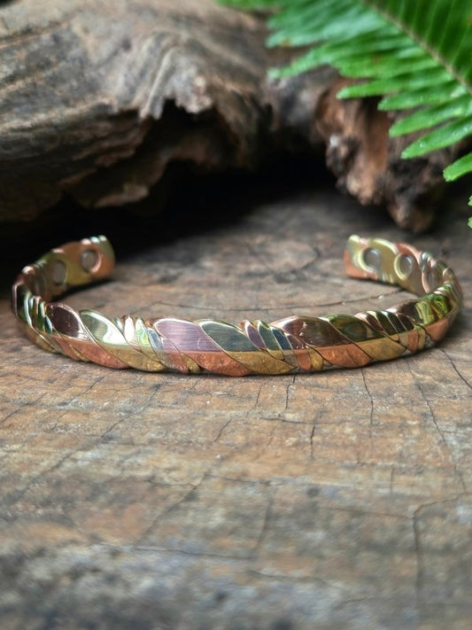 Magnetic Pure Copper Bracelet - Twisted Tricolour - Jewellery Australia