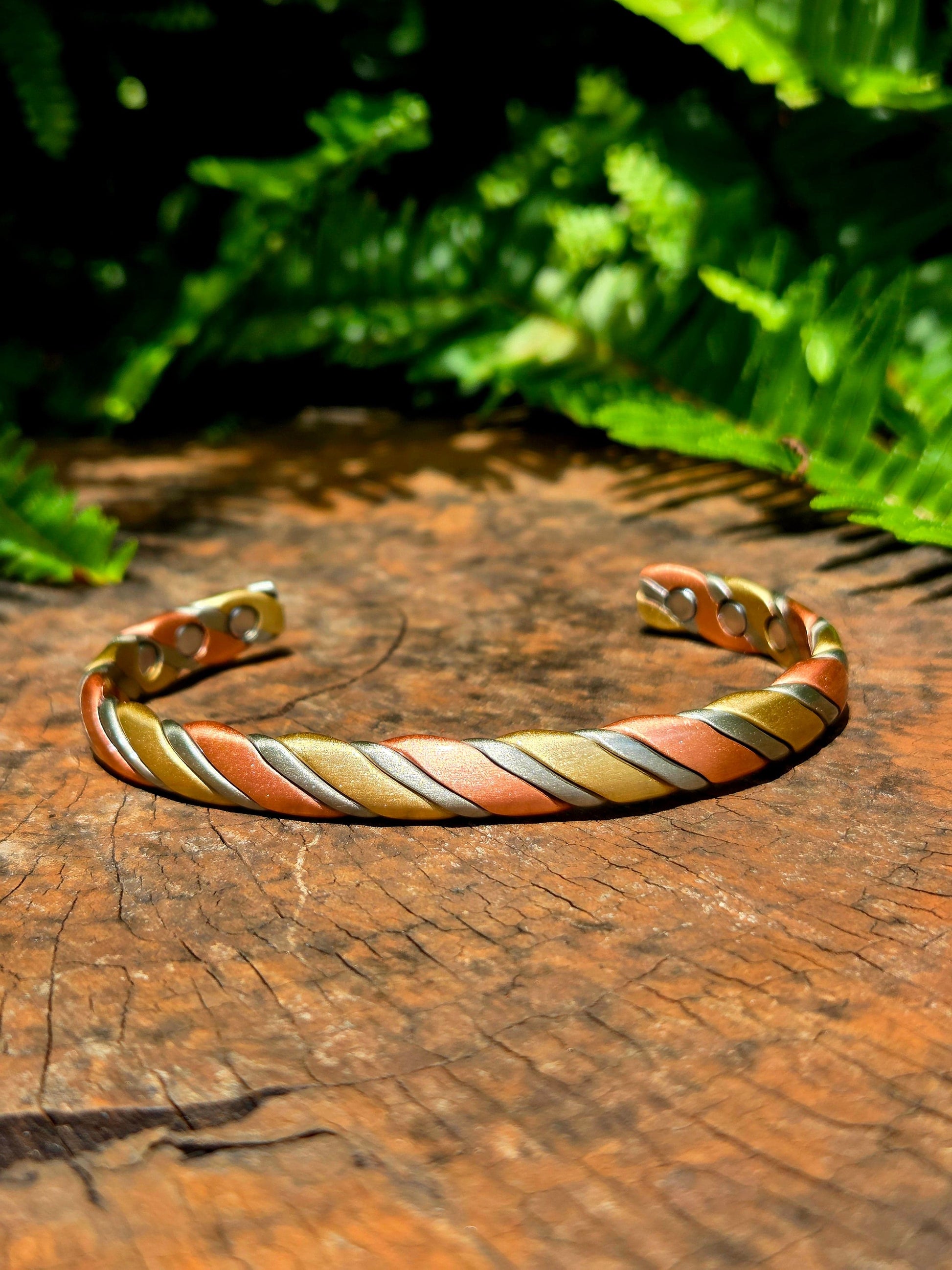 Jewellery Magnetic Pure Copper Bracelet - Twisted Tricolour