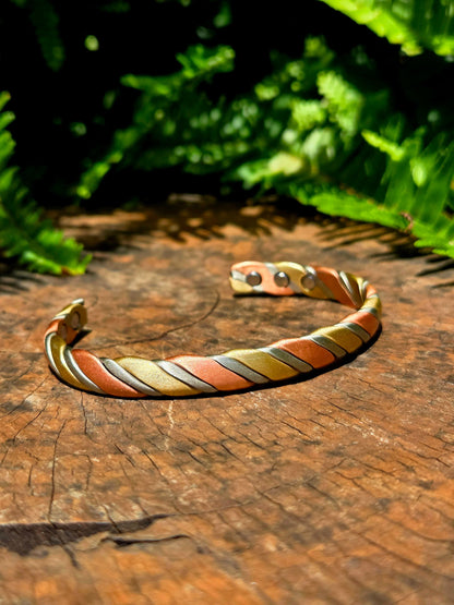 Jewellery Magnetic Pure Copper Bracelet - Twisted Tricolour