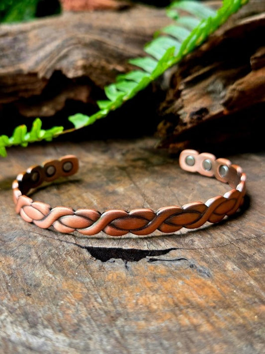 Magnetic Pure Copper Cuff Bracelet - Braided - Jewellery Australia