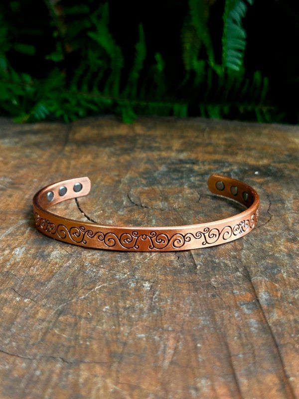 Magnetic Pure Copper Cuff Bracelet - Swirl - Jewellery Australia