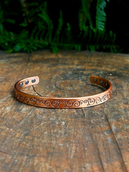 Magnetic Pure Copper Cuff Bracelet - Swirl - Jewellery Australia