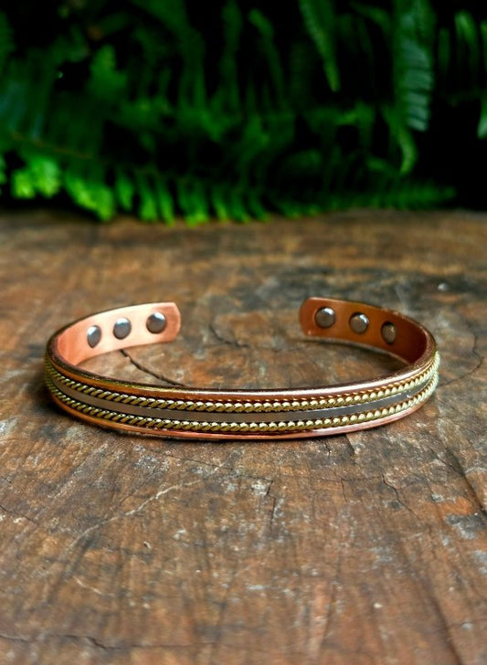 Magnetic Pure Copper Cuff Bracelet - Tricolour - Jewellery Australia