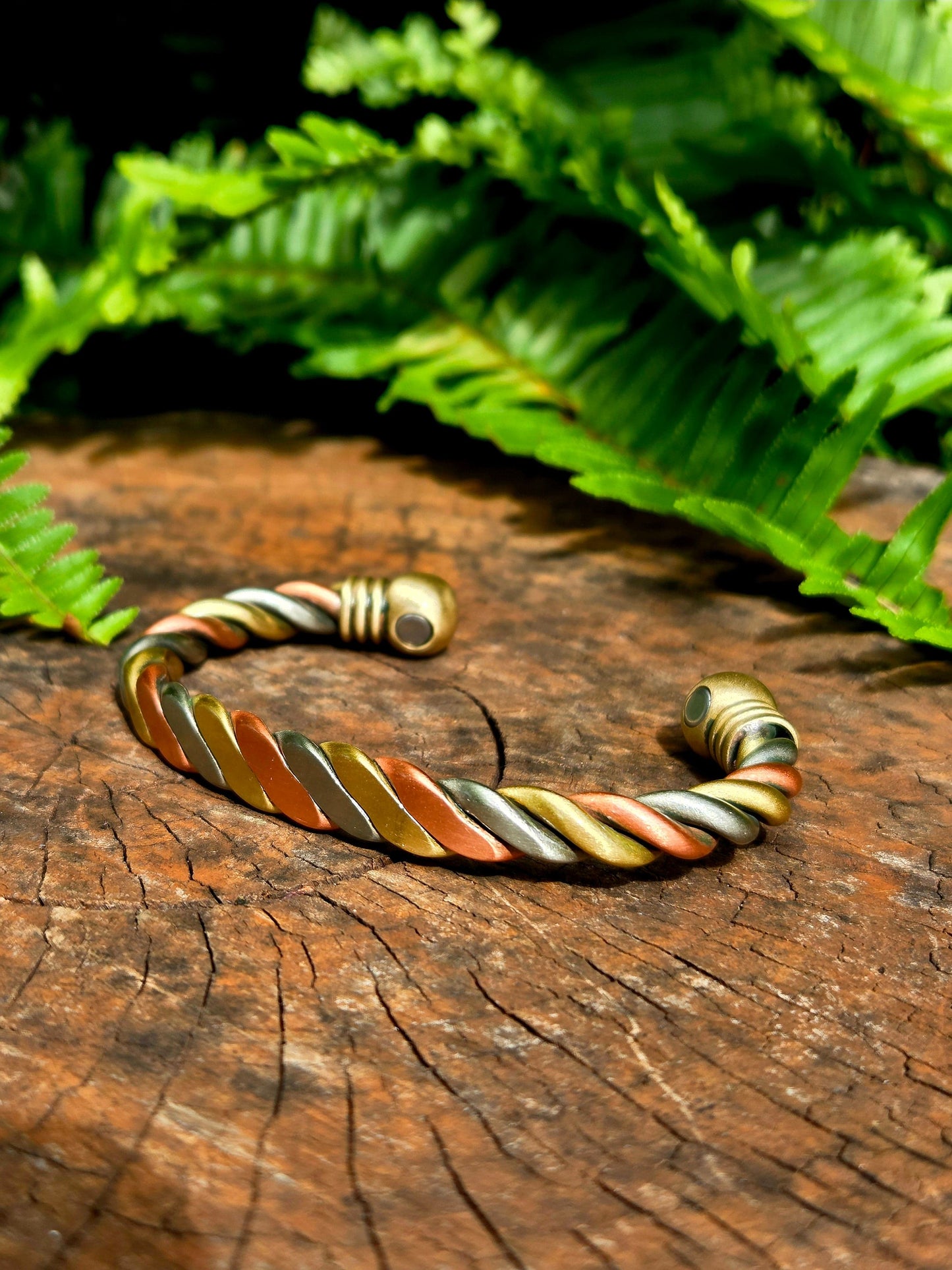 Jewellery Magnetic Pure Copper Cuff Bracelet - Twisted Tricolour