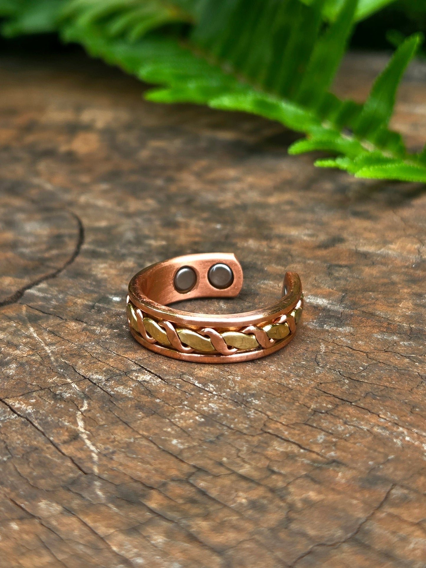 Jewellery Magnetic Pure Copper Ring - Braided 2 Tone