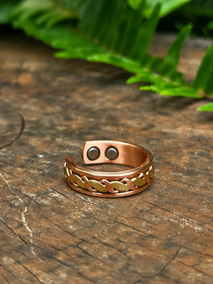 Jewellery Magnetic Pure Copper Ring - Braided 2 Tone