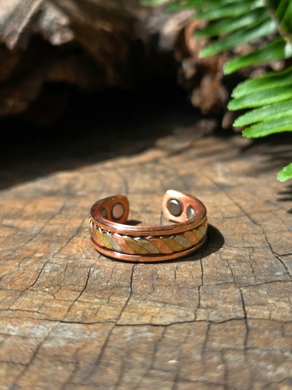 Magnetic Pure Copper Ring - Braided Tricolour - Jewellery Australia