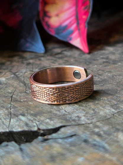Magnetic Pure Copper Ring - Geometric - Jewellery Australia