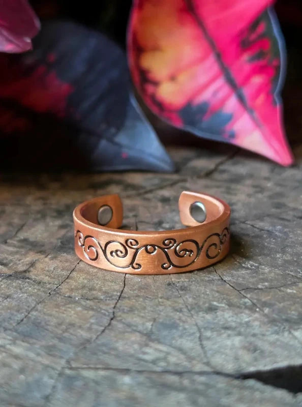 Magnetic Pure Copper Ring - Swirl - Copper Australia