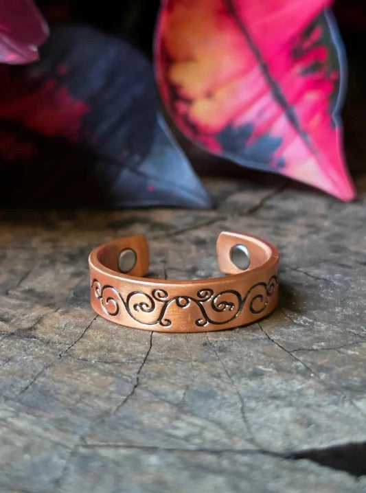 Magnetic Pure Copper Ring - Swirl - Copper Australia