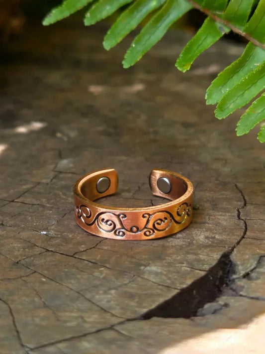Magnetic Pure Copper Ring - Swirl - Copper Australia