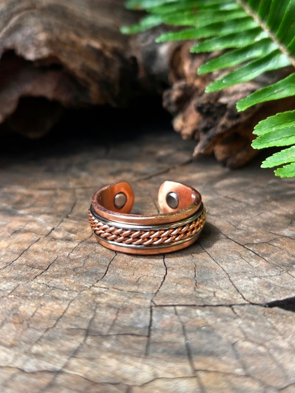Magnetic Pure Copper Ring - Twisted 2 Tone - Jewellery Australia