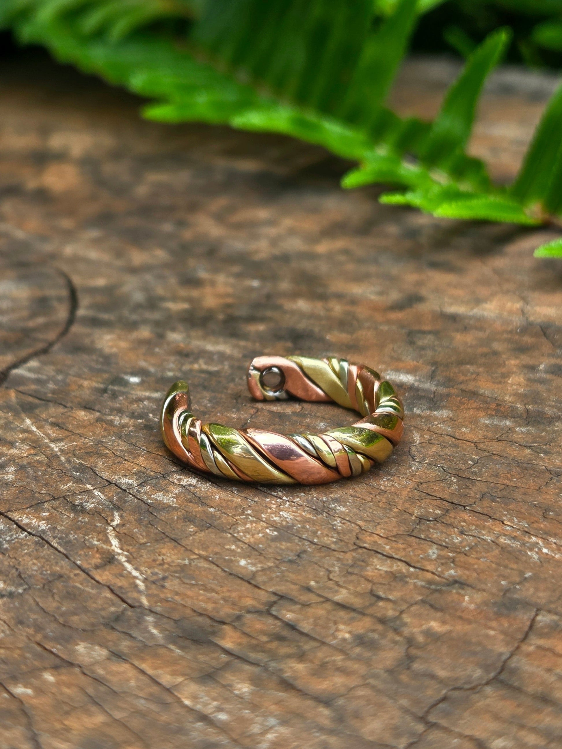 Jewellery Magnetic Pure Copper Ring - Twisted Tri-Colour