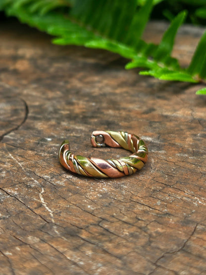 Jewellery Magnetic Pure Copper Ring - Twisted Tri-Colour