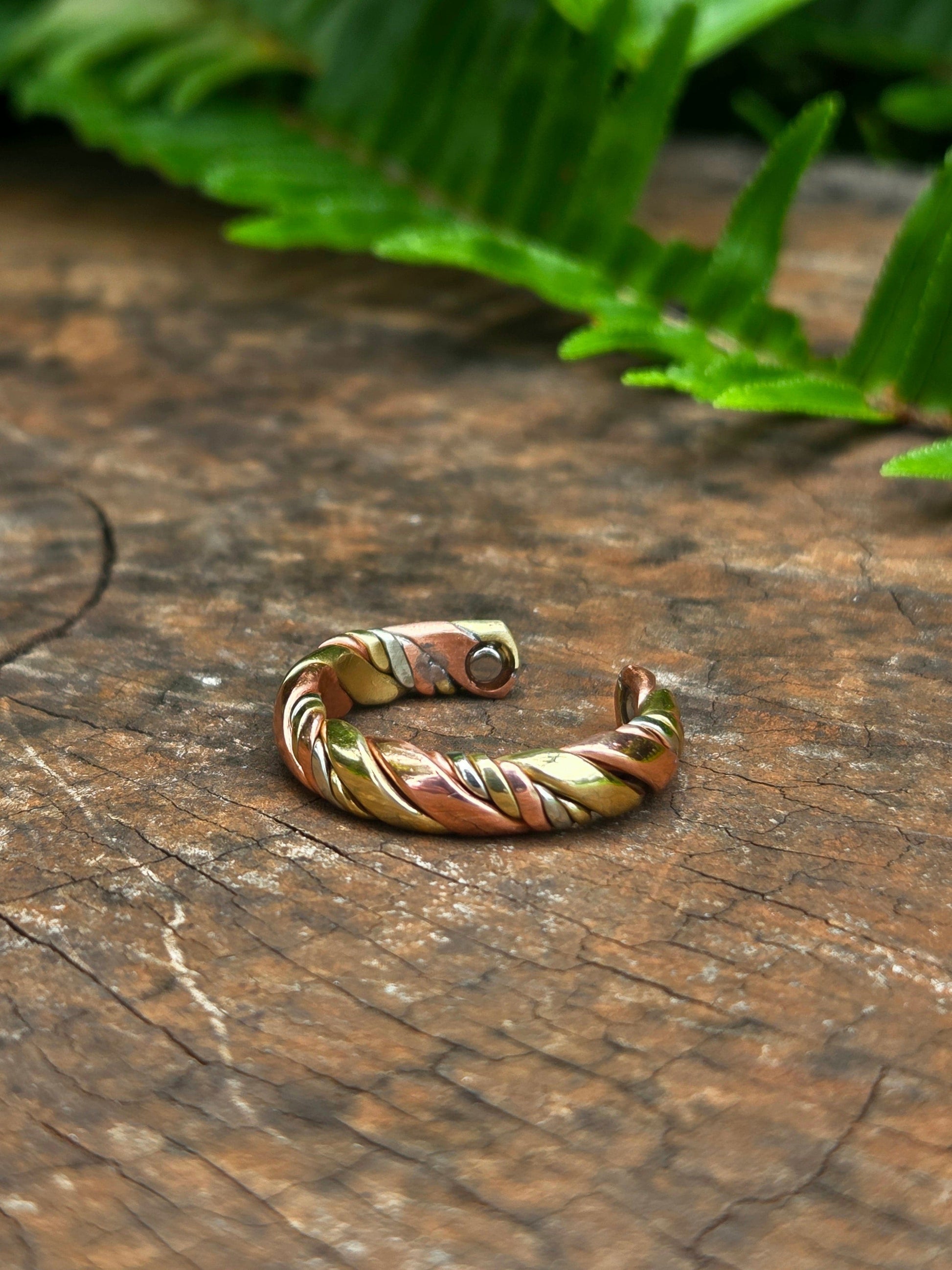 Jewellery Magnetic Pure Copper Ring - Twisted Tri-Colour