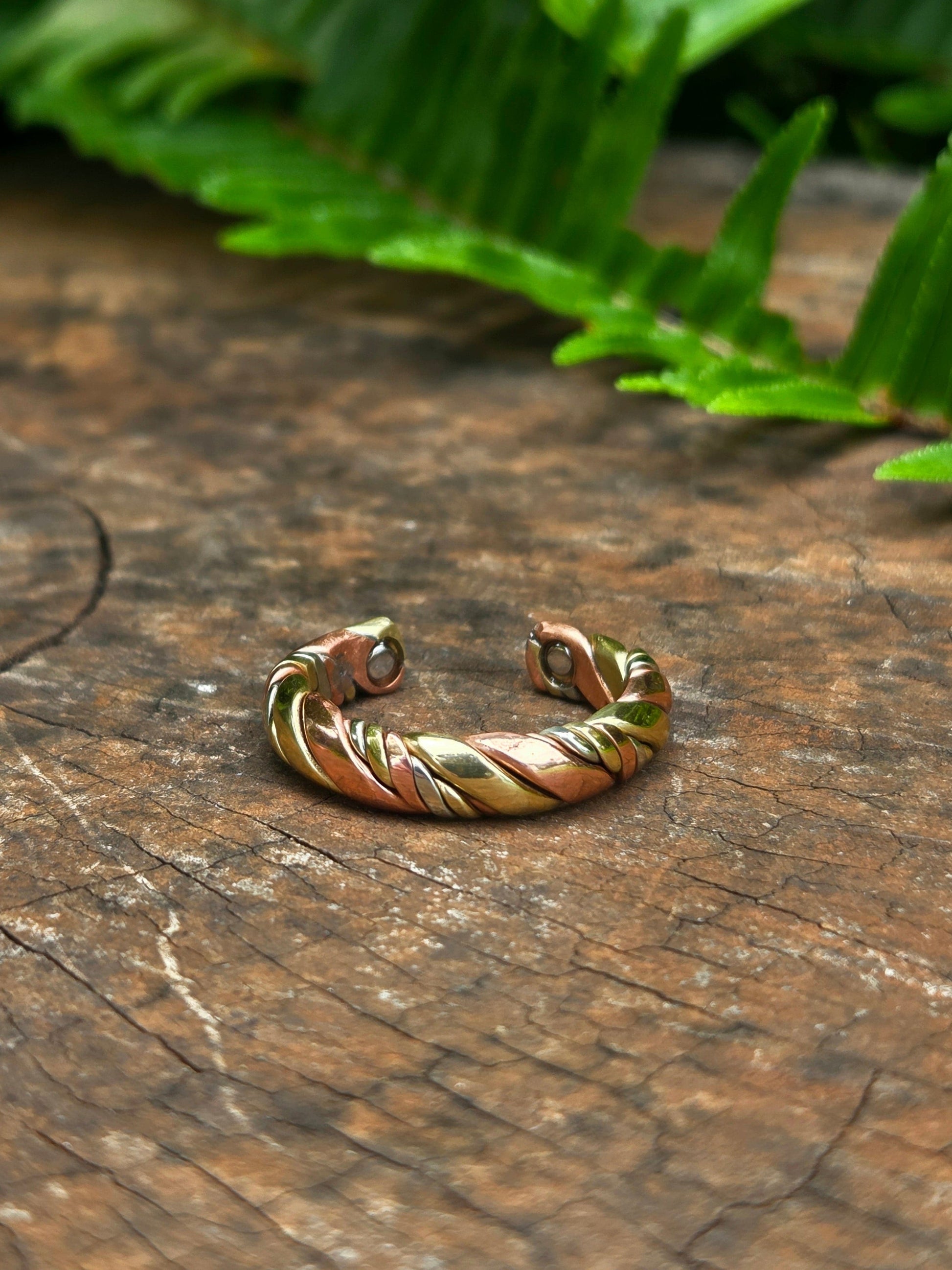Jewellery Magnetic Pure Copper Ring - Twisted Tri-Colour