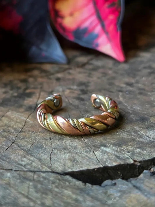 Magnetic Pure Copper Ring - Twisted Tricolour - Jewellery Australia