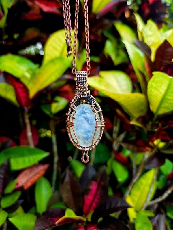 Moonstone Copper Wire Wrapped Crystal Pendant Necklace - Jewellery Australia