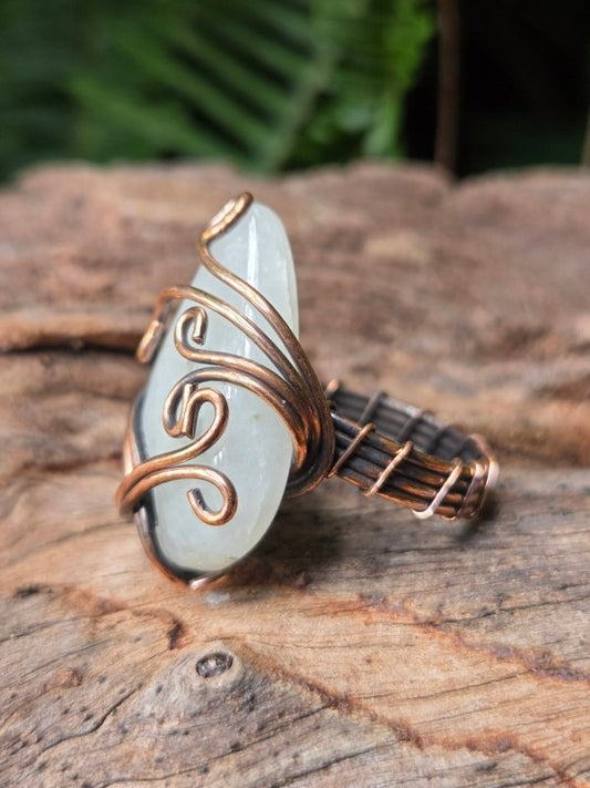 Moonstone Copper Wire Wrapped Ring - Jewellery Australia