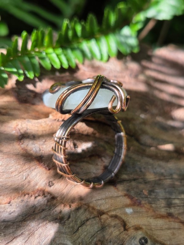 Moonstone Copper Wire Wrapped Ring - Jewellery Australia